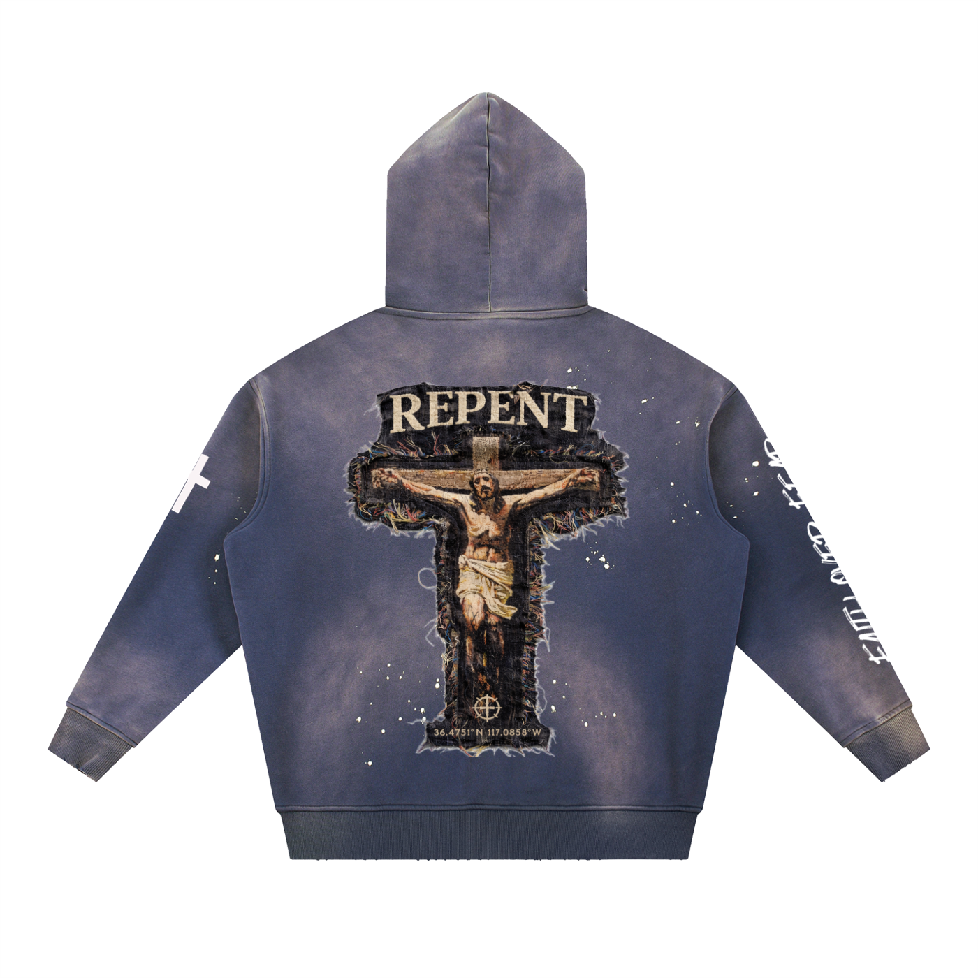 Vintage Washed Frayed Fleece Hoodie