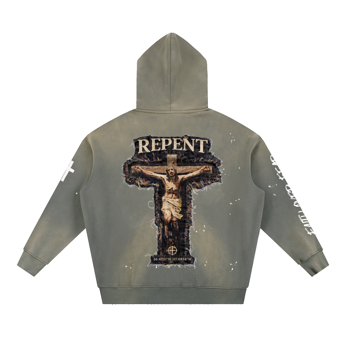 Vintage Washed Frayed Fleece Hoodie
