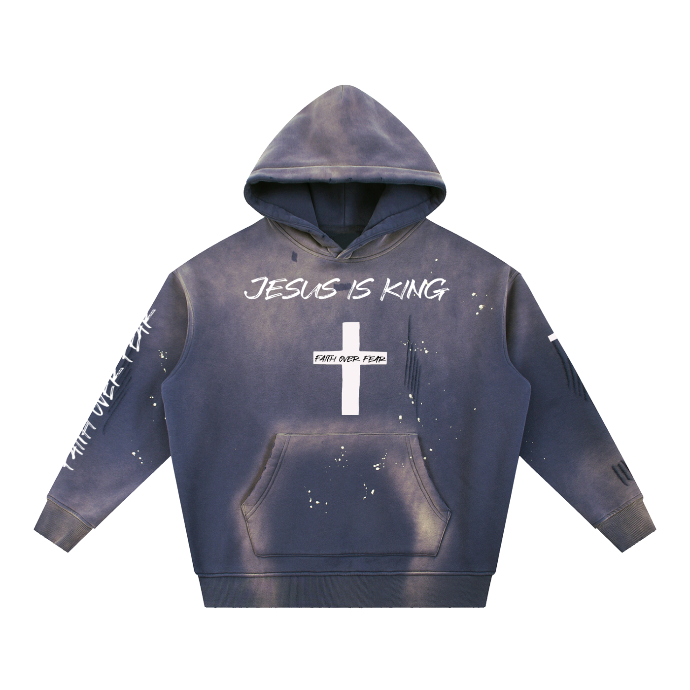Vintage Washed Frayed Fleece Hoodie