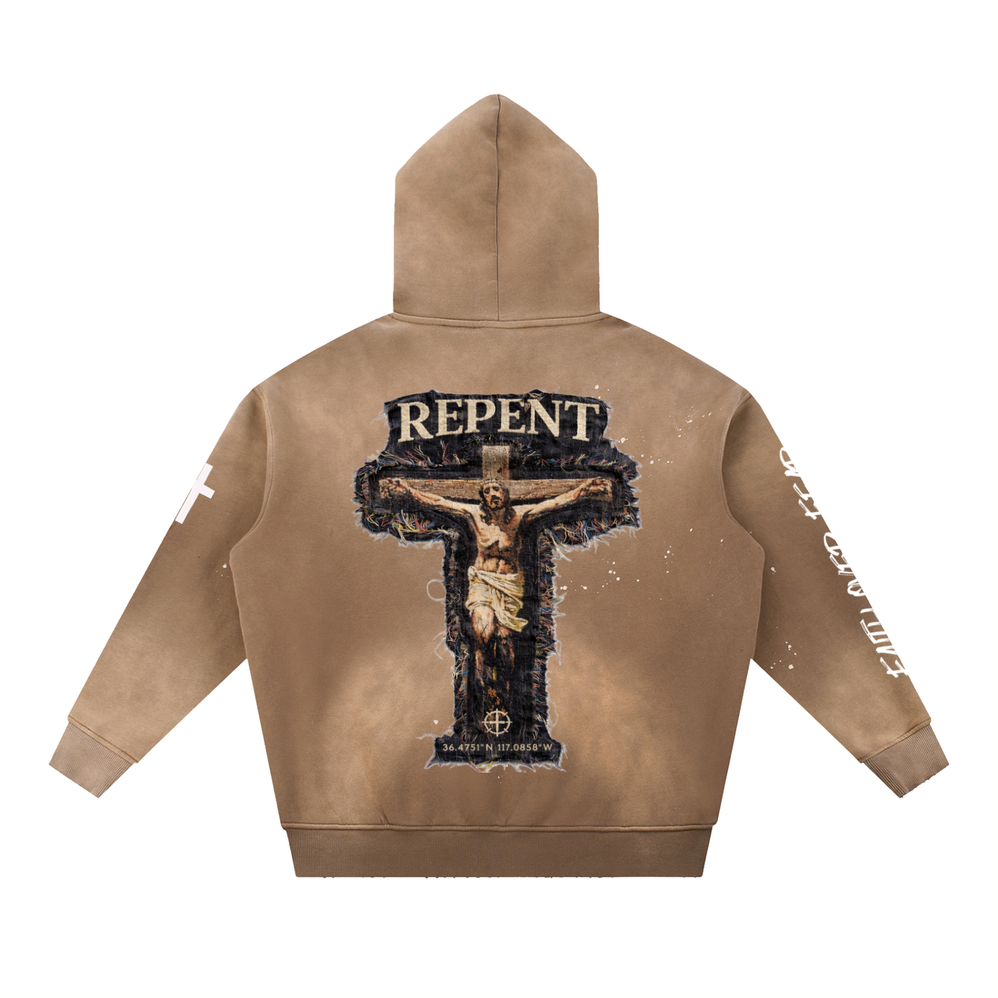 Vintage Washed Frayed Fleece Hoodie