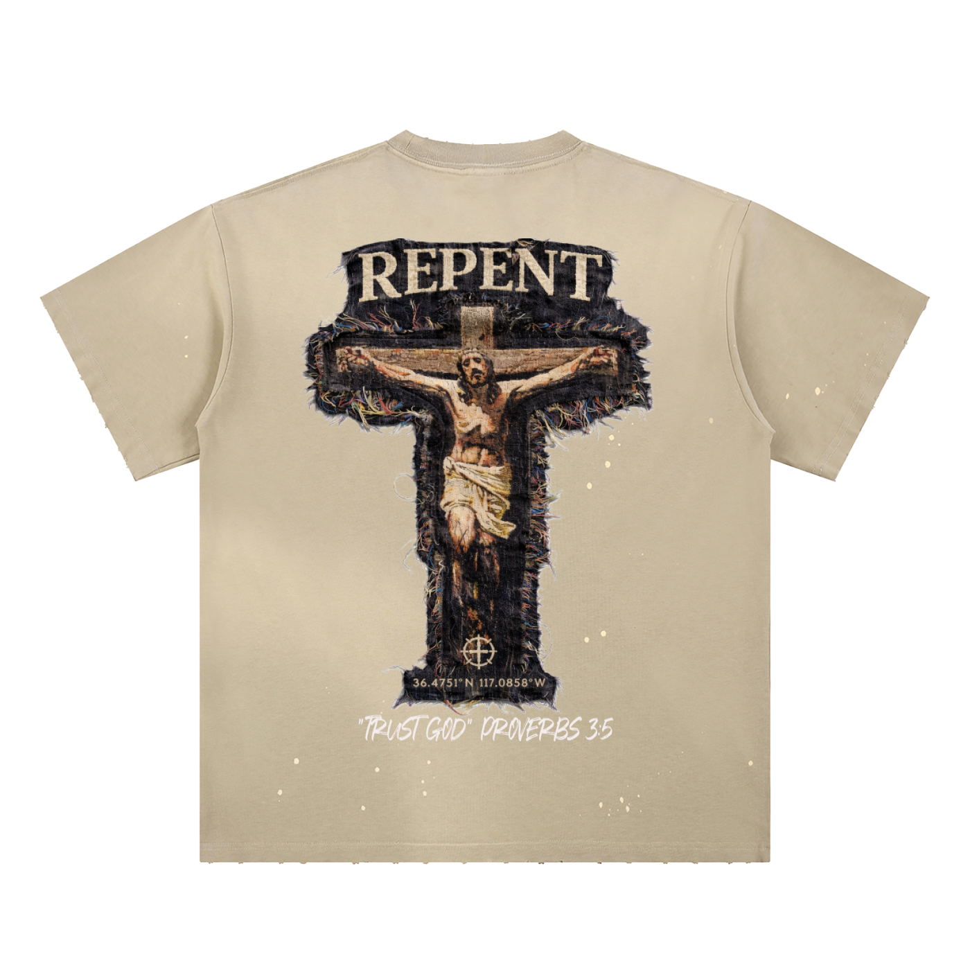 Hand-Frayed Sunfade Paint Splatter T-Shirt