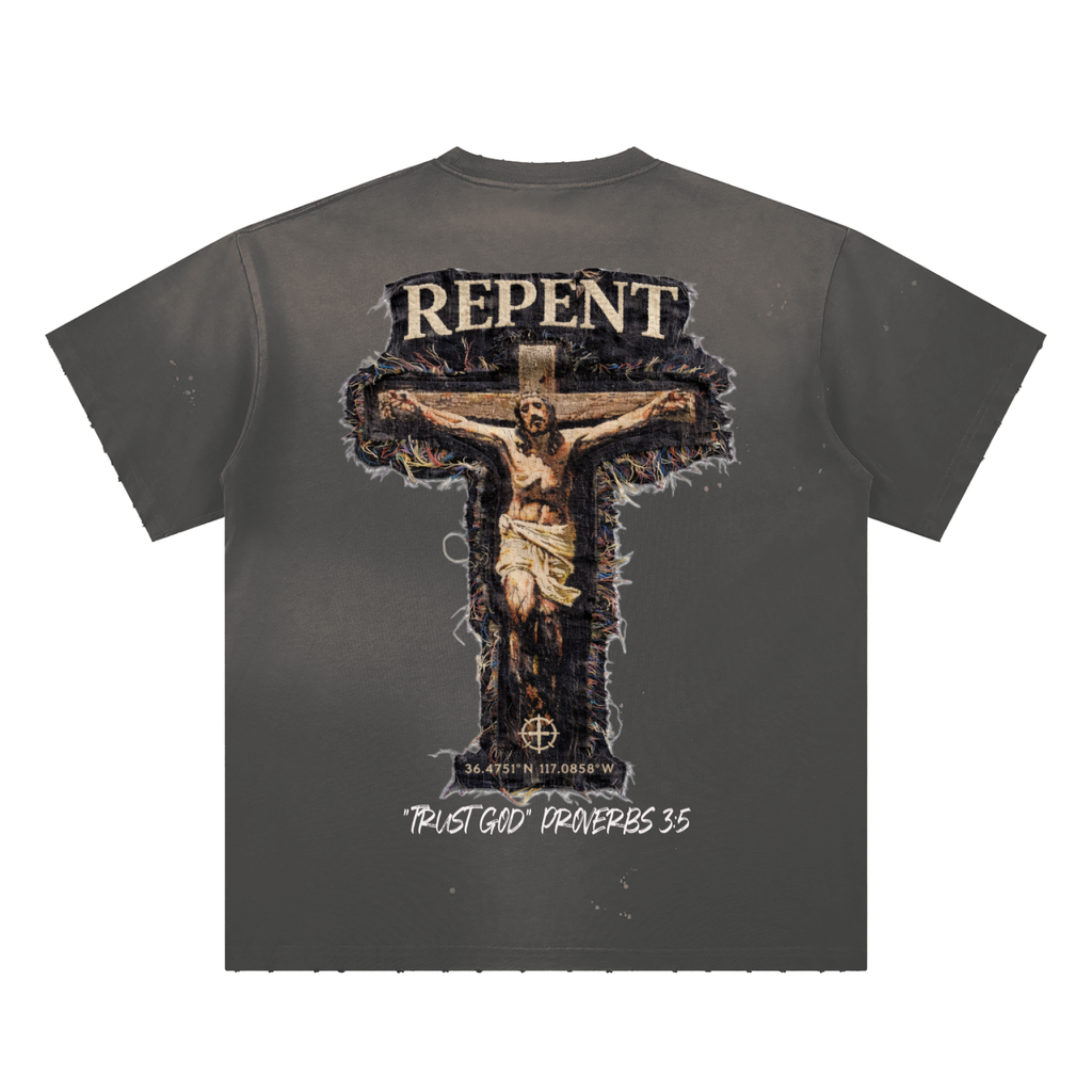 Hand-Frayed Sunfade Paint Splatter T-Shirt
