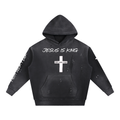Vintage Washed Frayed Fleece Hoodie