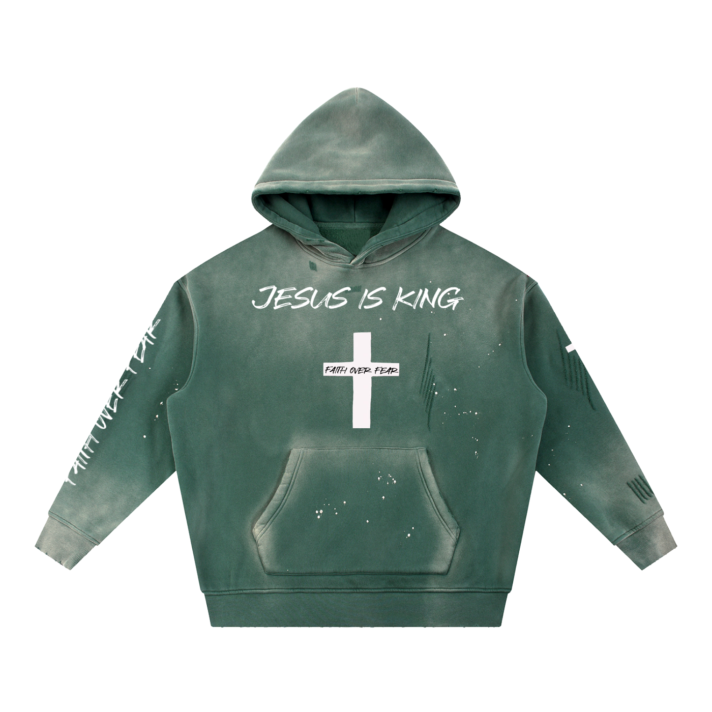 Vintage Washed Frayed Fleece Hoodie