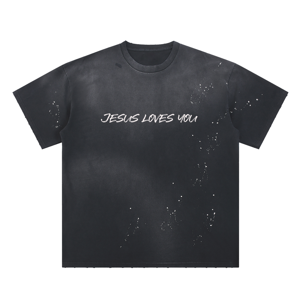 Paint Splatter JESUS LOVES YOU T-SHIRT