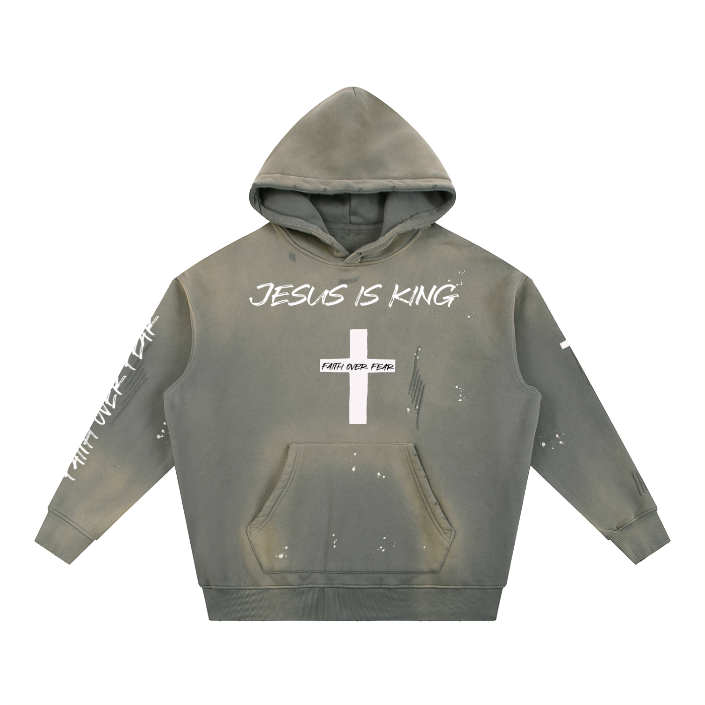 Vintage Washed Frayed Fleece Hoodie
